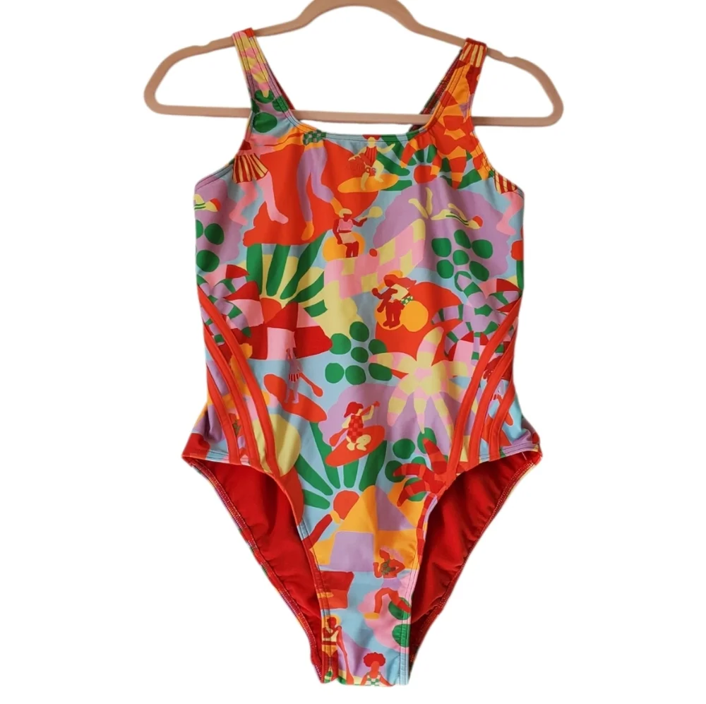 New Women's Adidas Farm Pearl Citrine One Piece Swimsuit‎ Size 12 NWT